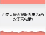 西安大唐职高联系电话(西安职高电话)
