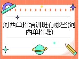 河西单招培训班有哪些(河西单招班)