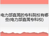 电力部直属的专科院校有哪些(电力部直属专科校)