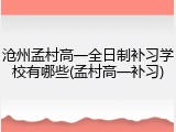 沧州孟村高一全日制补习学校有哪些(孟村高一补习)