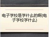 电子学校是学什么的啊(电子学校学什么)
