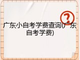 广东小自考学费查询(广东自考学费)