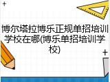 博尔塔拉博乐正规单招培训学校在哪(博乐单招培训学校)