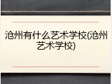 沧州有什么艺术学校(沧州艺术学校)