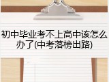 初中毕业考不上高中该怎么办了(中考落榜出路)