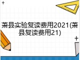 萧县实验复读费用2021(萧县复读费用21)
