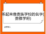 听起来像贵族学校的名字(贵雅学府)