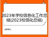 2023年学校信息化工作总结(2023校信化总结)