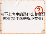 考不上高中的选什么专业好就业(高中落榜就业专业)