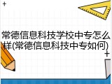 常德信息科技学校中专怎么样(常德信息科技中专如何)