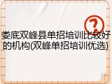 娄底双峰县单招培训比较好的机构(双峰单招培训优选)