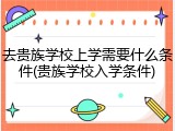 去贵族学校上学需要什么条件(贵族学校入学条件)