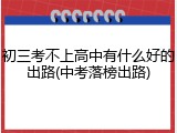 初三考不上高中有什么好的出路(中考落榜出路)