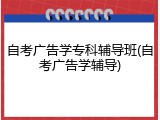 自考广告学专科辅导班(自考广告学辅导)