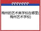 梅州的艺术类学校在哪里(梅州艺术学校)