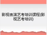 影视表演艺考培训课程(影视艺考培训)