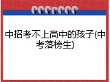 中招考不上高中的孩子(中考落榜生)