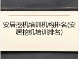 安居挖机培训机构排名(安居挖机培训排名)