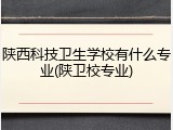 陕西科技卫生学校有什么专业(陕卫校专业)