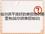 哈尔滨平房好的单招培训哪里有(哈尔滨单招培训)
