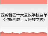 西咸新区十大贵族学校名单公布(西咸十大贵族学校)