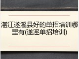 湛江遂溪县好的单招培训哪里有(遂溪单招培训)