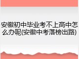 安徽初中毕业考不上高中怎么办呢(安徽中考落榜出路)