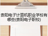 贵阳电子计算机职业学校有哪些(贵阳电子职校)