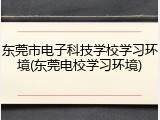 东莞市电子科技学校学习环境(东莞电校学习环境)