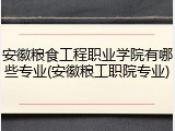 安徽粮食工程职业学院有哪些专业(安徽粮工职院专业)