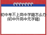 初中考不上高中学籍怎么办(初中升高中无学籍)