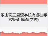 乐山高三复读学校有哪些学校(乐山高复学校)