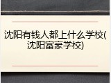 沈阳有钱人都上什么学校(沈阳富豪学校)