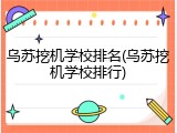乌苏挖机学校排名(乌苏挖机学校排行)