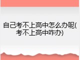 自己考不上高中怎么办呢(考不上高中咋办)