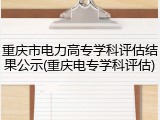重庆市电力高专学科评估结果公示(重庆电专学科评估)