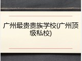 广州最贵贵族学校(广州顶级私校)