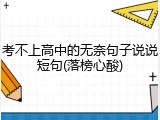 考不上高中的无奈句子说说短句(落榜心酸)