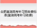 合肥巢湖高考补习班收费标准(巢湖高考补习收费)