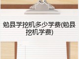 勉县学挖机多少学费(勉县挖机学费)