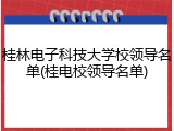 桂林电子科技大学校领导名单(桂电校领导名单)