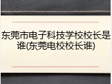 东莞市电子科技学校校长是谁(东莞电校校长谁)