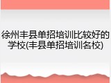 徐州丰县单招培训比较好的学校(丰县单招培训名校)