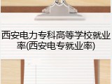 西安电力专科高等学校就业率(西安电专就业率)