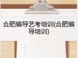 合肥编导艺考培训(合肥编导培训)