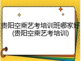 贵阳空乘艺考培训班哪家好(贵阳空乘艺考培训)