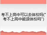 考不上高中可以去体校吗("考不上高中能读体校吗")