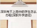 深圳考不上高中的学生怎么办呢(深职升学途径)