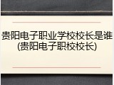 贵阳电子职业学校校长是谁(贵阳电子职校校长)
