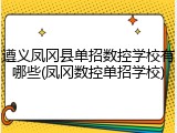 遵义凤冈县单招数控学校有哪些(凤冈数控单招学校)
